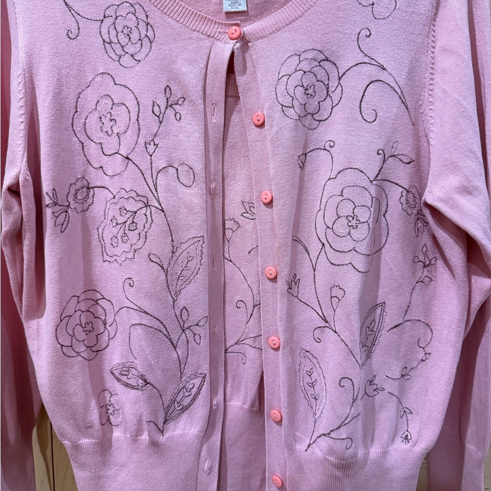 Petite Sophisticate Pink Floral Cardigan